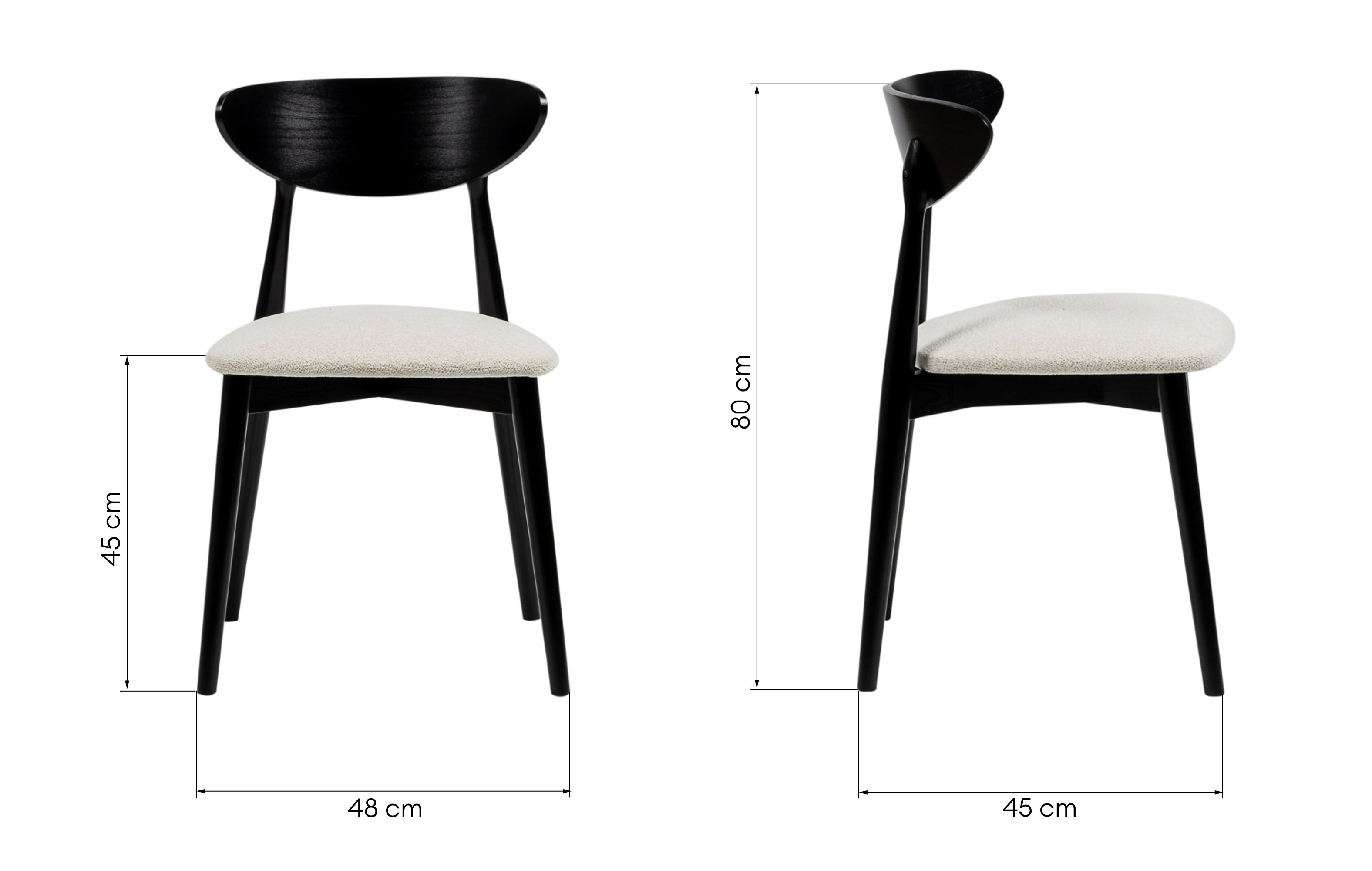Krzesło drewniane do jadalni Diuna, czarne/jasnobeżowe