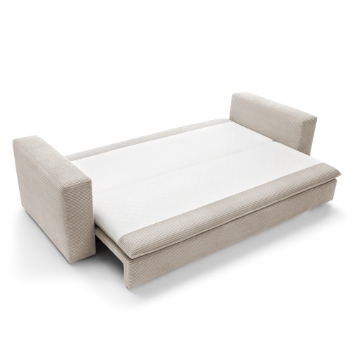 Sofa z funkcją spania i pojemnikiem Flow, jasnobeżowa, sztruks