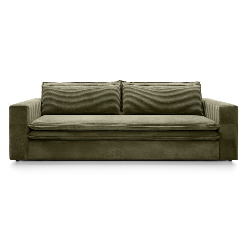 Sofa z funkcją spania i pojemnikiem Flow, oliwkowozielona, sztruks