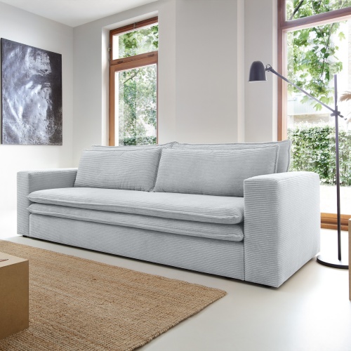 Sofa z funkcją spania i pojemnikiem Flow, szara, sztruks