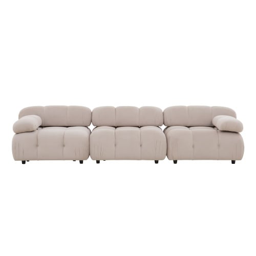 Sofa modułowa Fluf 3-częściowa, beżowa, welur