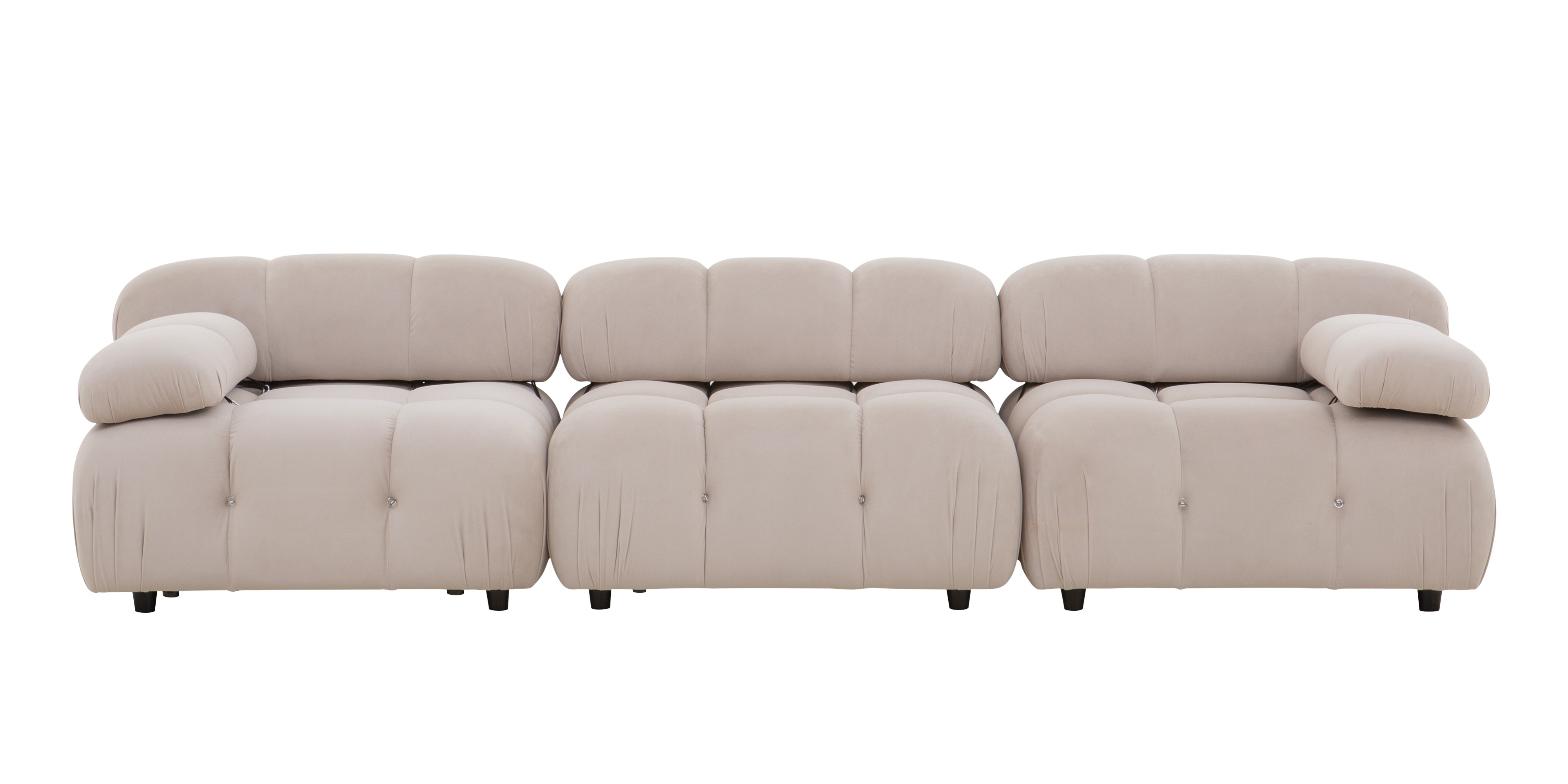 Sofa modułowa Fluf 3-częściowa, beżowa, welur