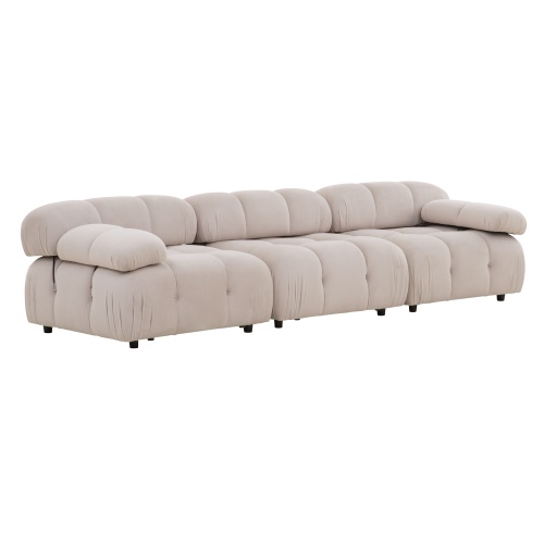 Sofa modułowa Fluf 3-częściowa, beżowa, welur