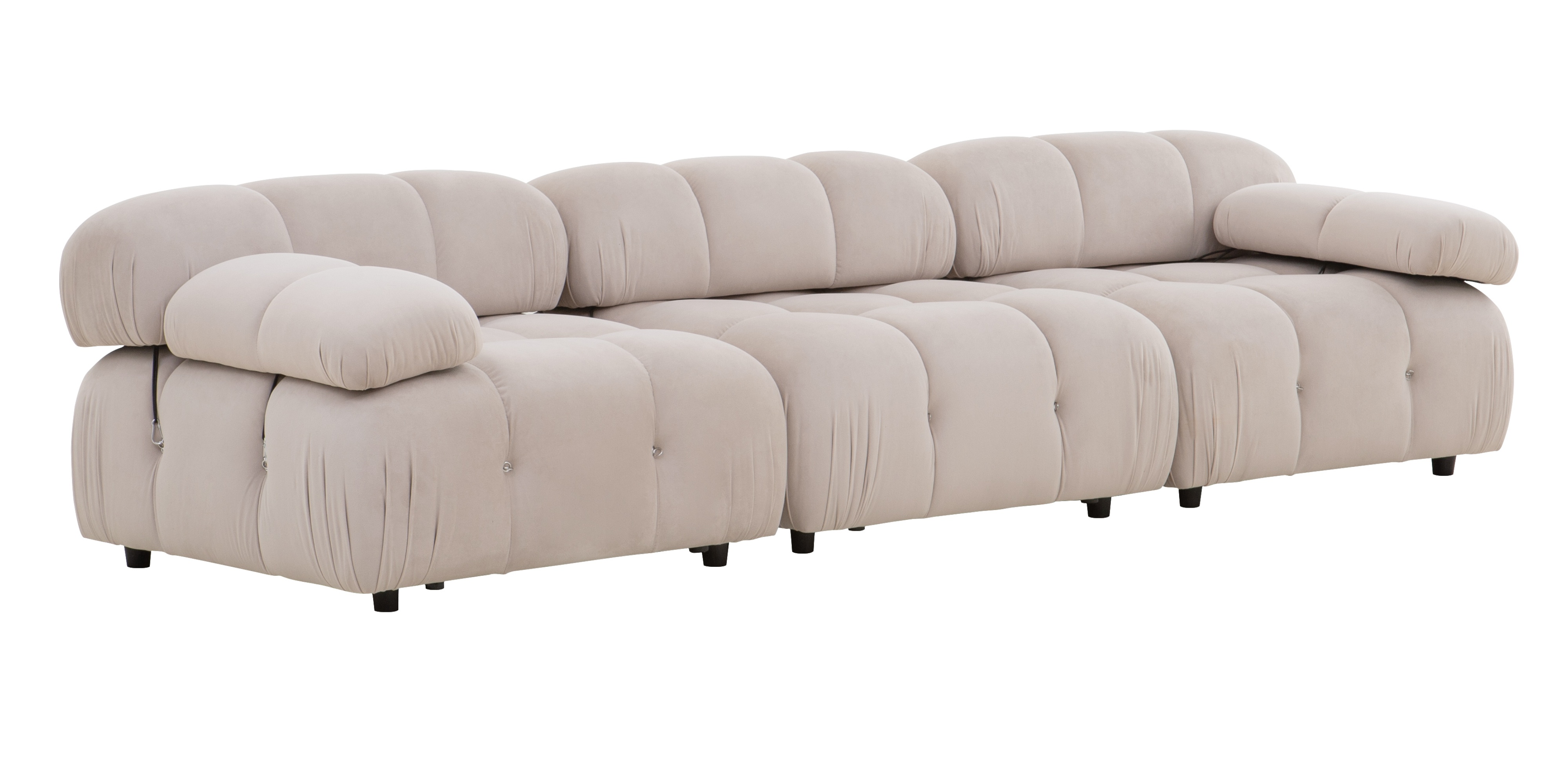 Sofa modułowa Fluf 3-częściowa, beżowa, welur