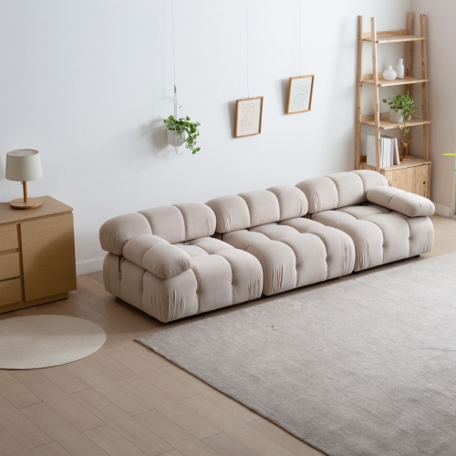 Sofa modułowa Fluf 3-częściowa, beżowa, welur