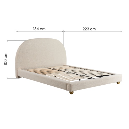 Łóżko tapicerowane Ralf 160x200 cm, jasnobeżowe, boucle