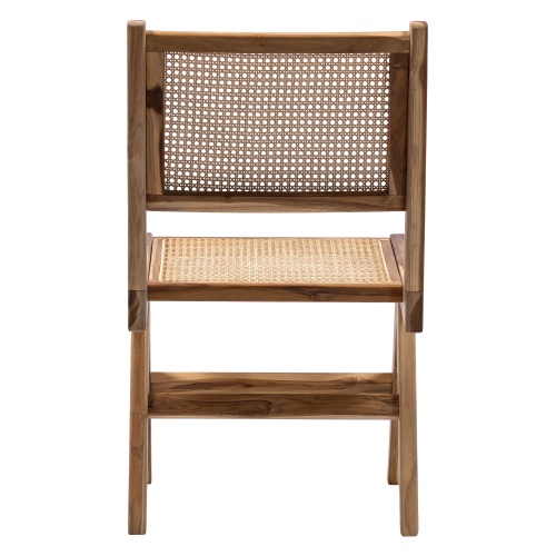 Krzesło drewniane Anisa naturalne, rattan/drewno tekowe, plecionka wiedeńska