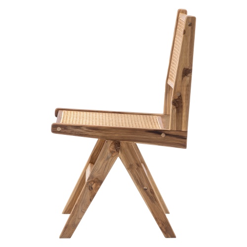 Krzesło drewniane Anisa naturalne, rattan/drewno tekowe, plecionka wiedeńska