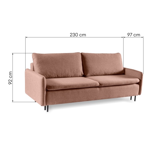 Sofa rozkładana Malta z pojemnikiem, terakota