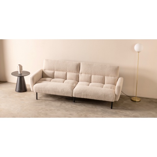 Sofa rozkładana Roma jasnobeżowa, boucle