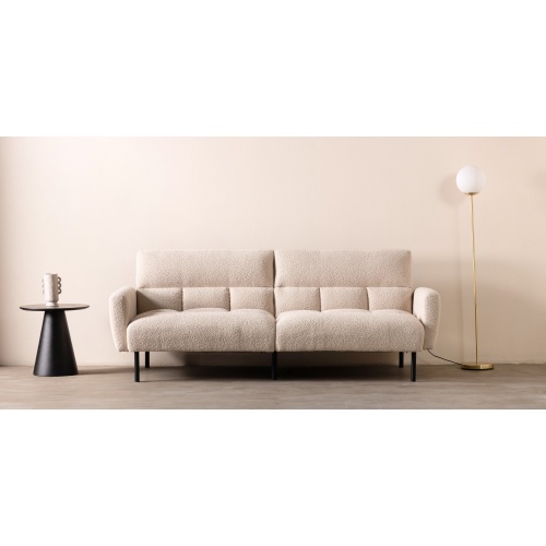 Sofa rozkładana Roma jasnobeżowa, boucle