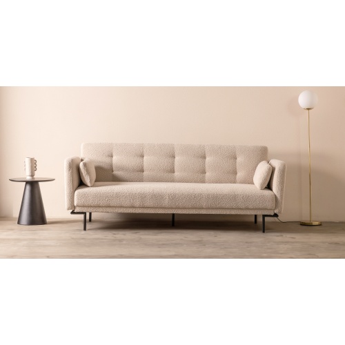 Sofa rozkładana Amber jasnobeżowa, boucle