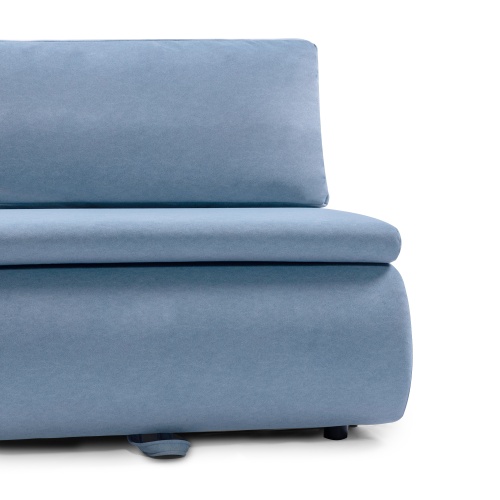 Sofa z funkcją spania i pojemnikiem Mido niebieska, welur
