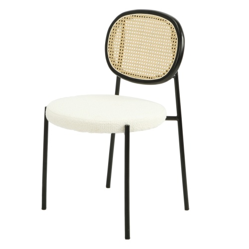 Krzesło do jadalni Fisco, czarne/białe, boucle