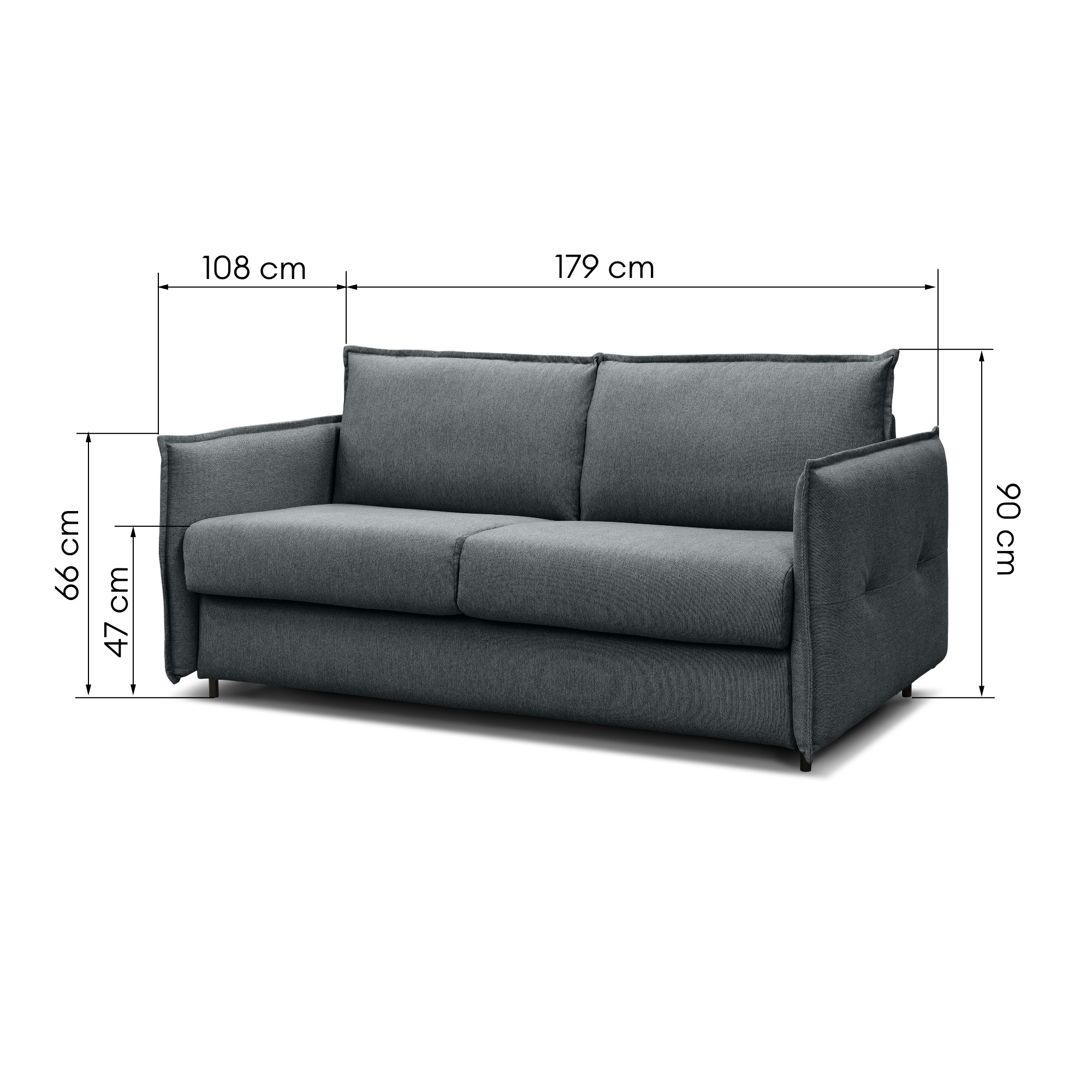 Sofa rozkładana Smart, ciemnoszara