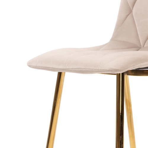 Krzesło welurowe Hesta, beżowe/złote nogi