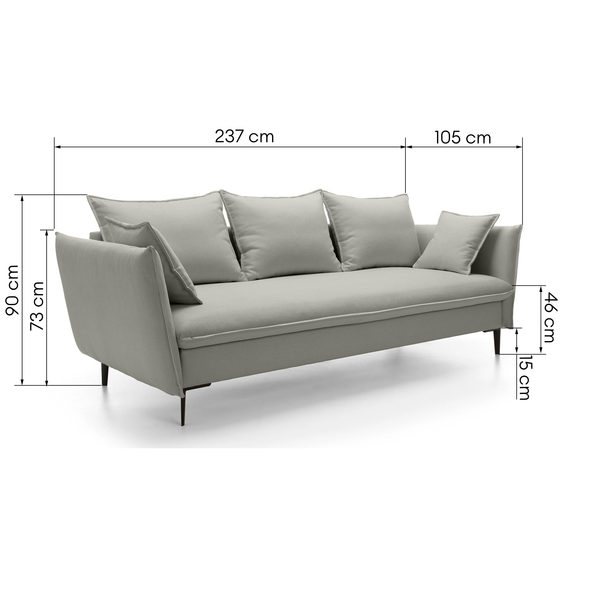 Sofa rozkładana Gloss z pojemnikiem, beżowa, welur - kopia