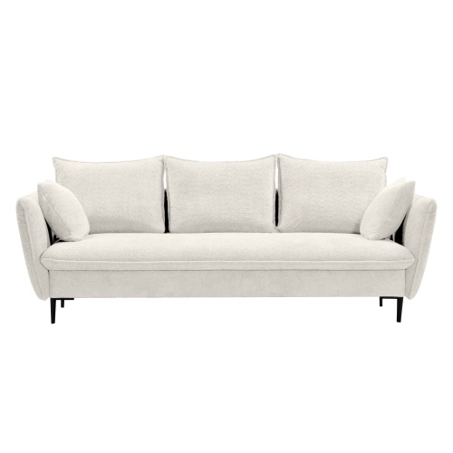 Sofa rozkładana Gloss z pojemnikiem, biała, boucle