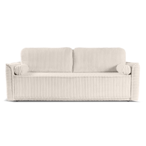 Sofa rozkładana Malaga z pojemnikiem, kremowa, sztruks