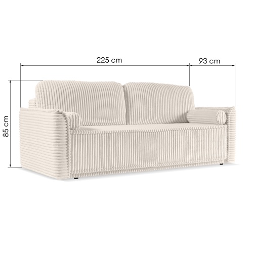 Sofa rozkładana Malaga z pojemnikiem, kremowa, sztruks