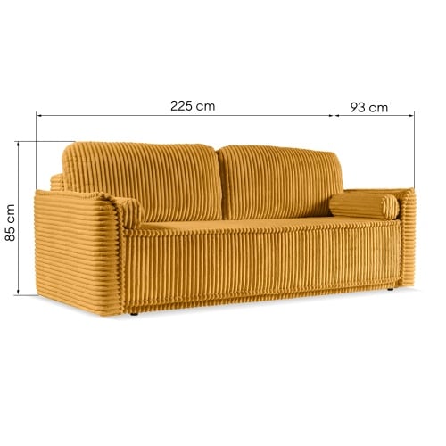 Sofa rozkładana Malaga z pojemnikiem, miedziana, sztruks