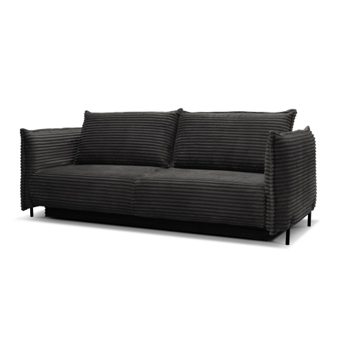 Sofa rozkładana Melody z pojemnikiem, czarna, sztruks