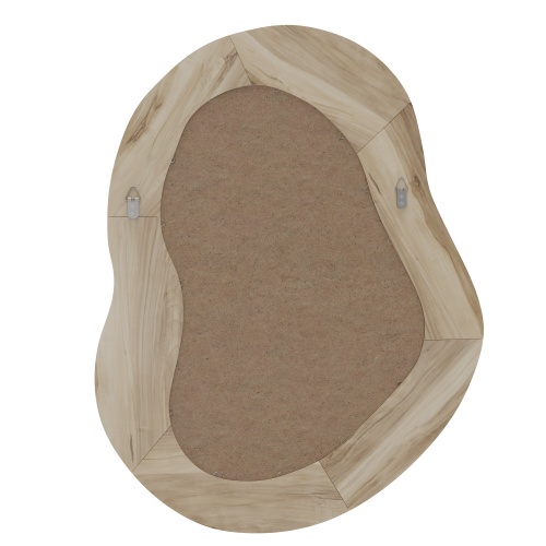 Lustro wiszące w drewnianej ramie Lia, nieregularny kształt, naturalne
