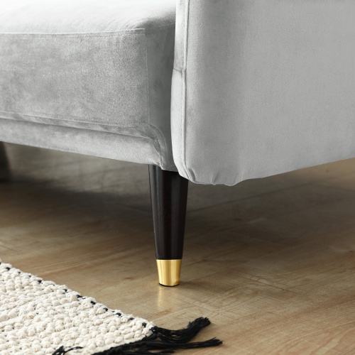 Sofa rozkładana Temmelig szara, welur/czarne nóżki