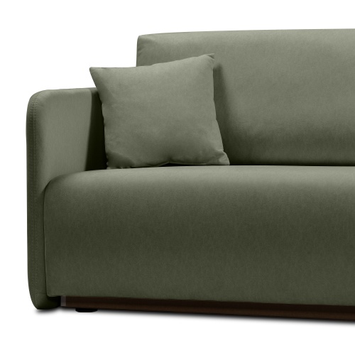 Sofa rozkładana Leon z pojemnikiem, oliwkowozielona, welur