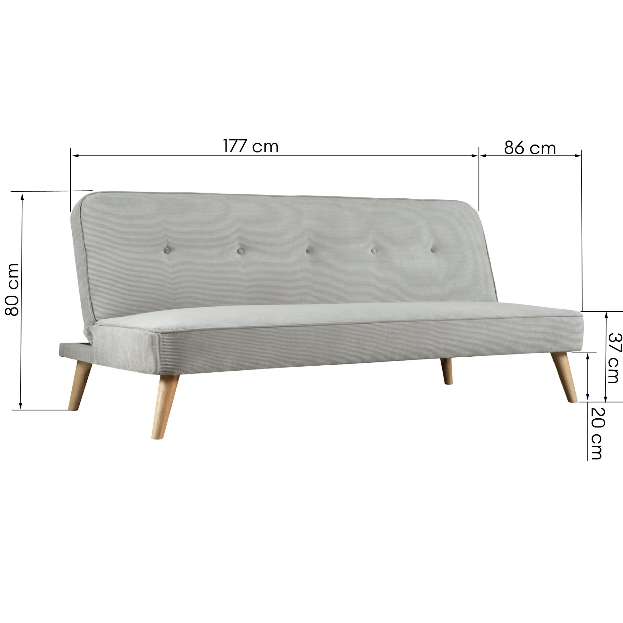 Sofa rozkładana Skoopa szara, sztruks