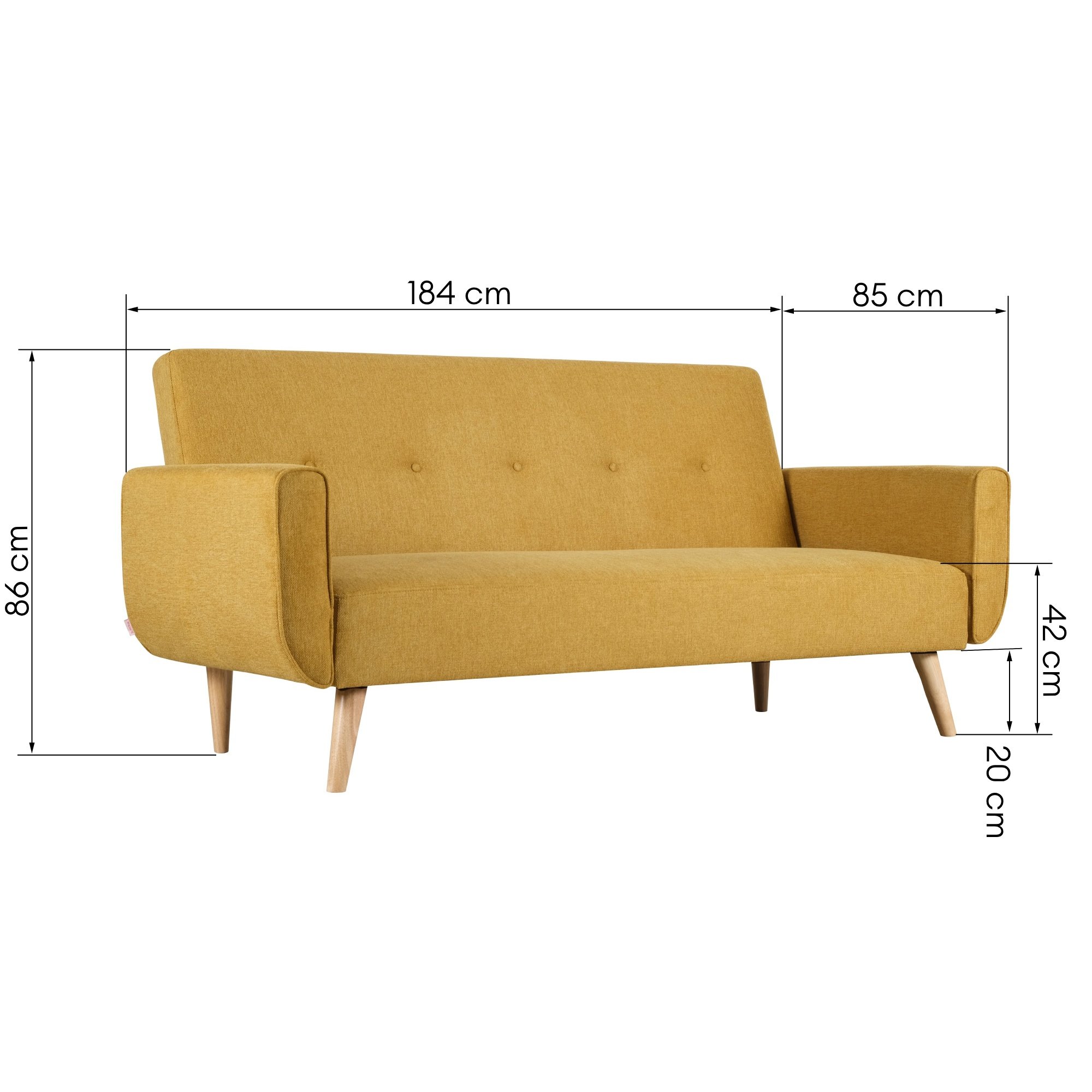 Sofa rozkładana Cori żółta