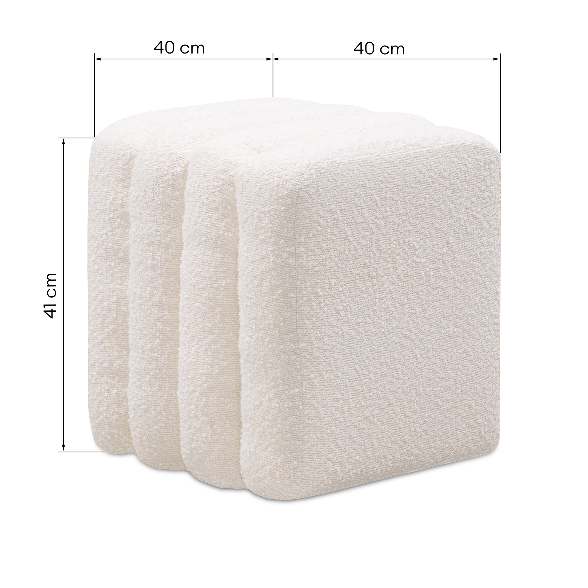 Puf tapicerowany Cand, 40 cm, kremowy, boucle