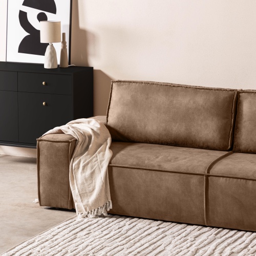 Sofa rozkładana Hustle z pojemnikiem jasnobrązowa