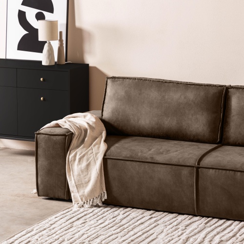 Sofa rozkładana Hustle z pojemnikiem ciemnobrązowa