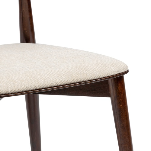Krzesło drewniane do jadalni Diuna lll, jasnobeżowe/orzech