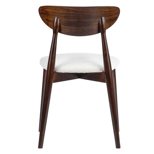 Krzesło drewniane do jadalni Diuna, białe/orzech, boucle