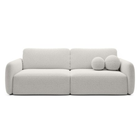 Sofa rozkładana Botse ecru z pojemnikiem, boucle
