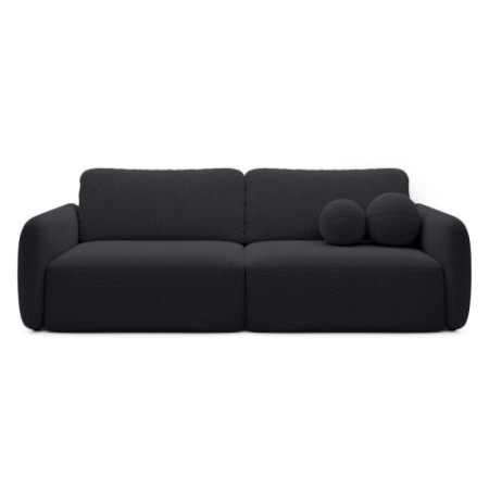 Sofa rozkładana Botse czarna z pojemnikiem, boucle