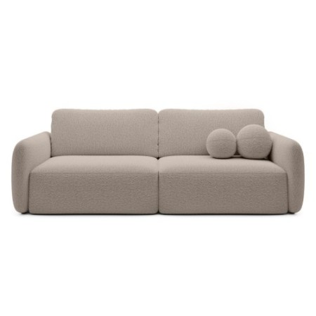 Sofa rozkładana Botse beżowa z pojemnikiem, boucle