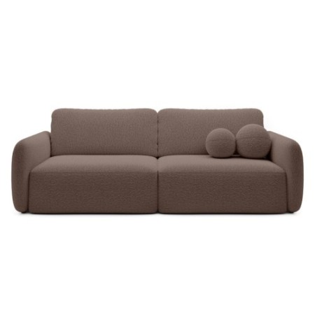 Sofa rozkładana Botse brązowa z pojemnikiem, boucle