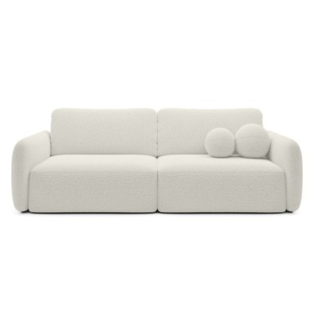 Sofa rozkładana Botse kremowa z pojemnikiem, boucle