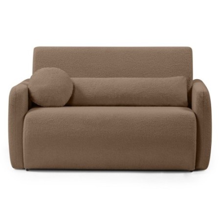 Dwuosobowa sofa rozkładana z pojemnikiem Diosa, brązowa, boucle