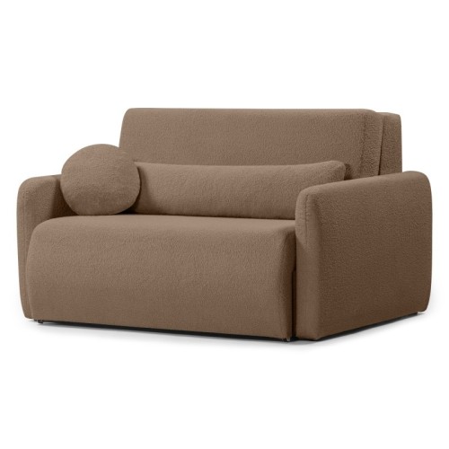 Sofa z funkcją spania i pojemnikiem Diosa, brązowa, boucle