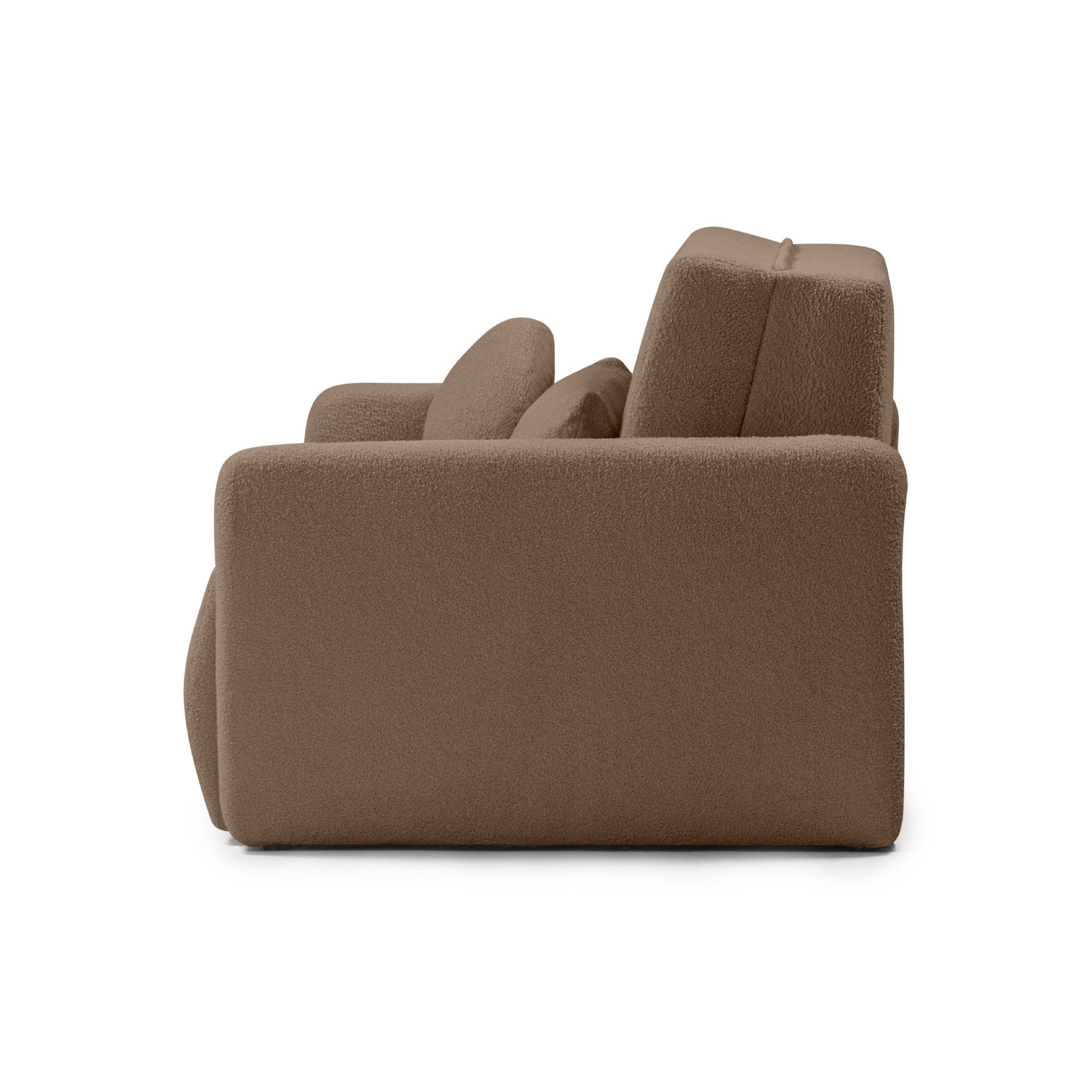 Sofa z funkcją spania i pojemnikiem Diosa, brązowa, boucle
