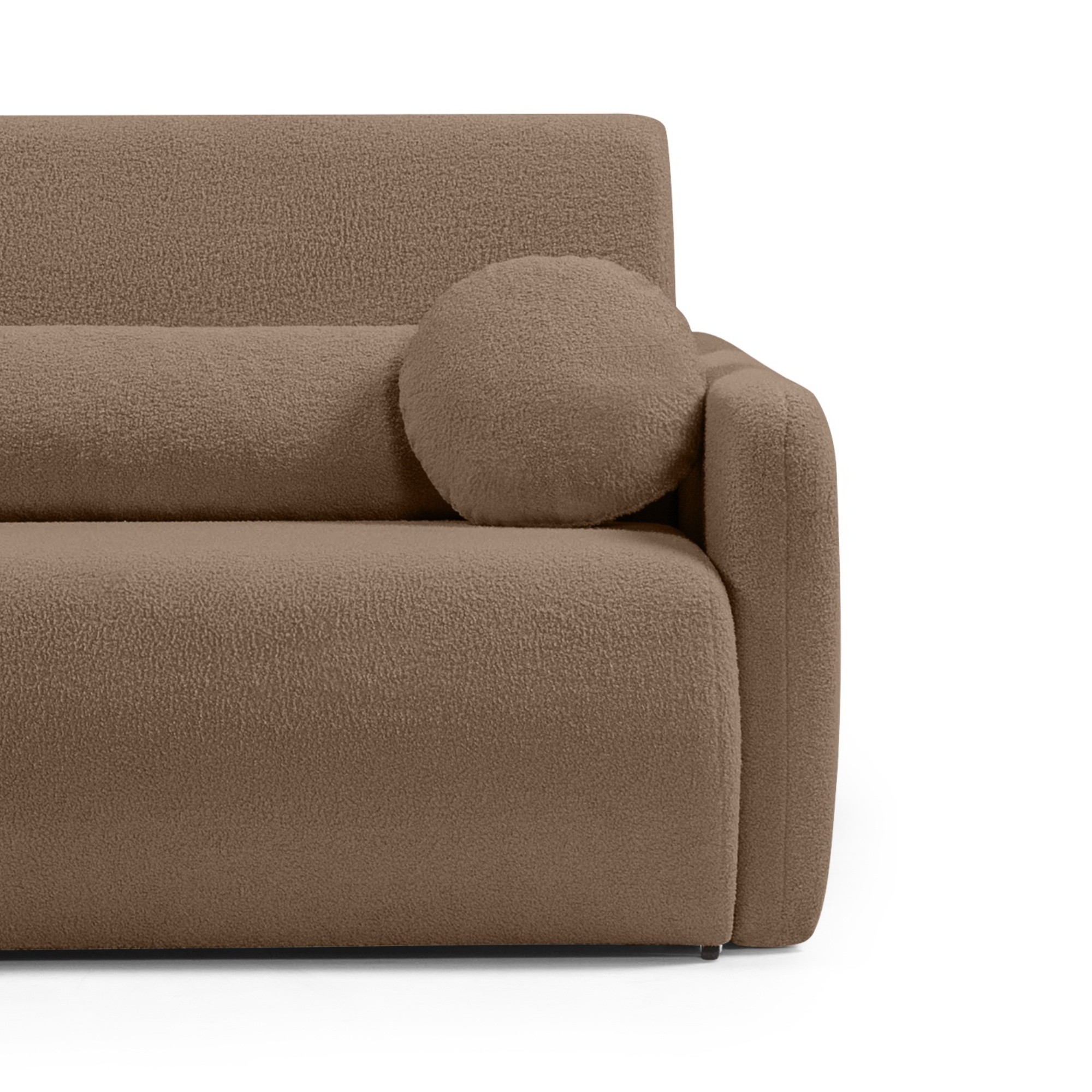 Sofa z funkcją spania i pojemnikiem Diosa, brązowa, boucle