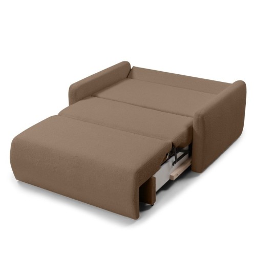 Sofa z funkcją spania i pojemnikiem Diosa, brązowa, boucle