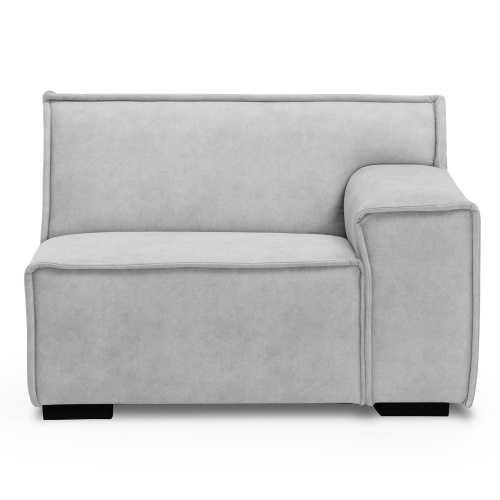 Sofa 3-osobowa z pufem Lenny modułowa, jasnoszara, welurowa