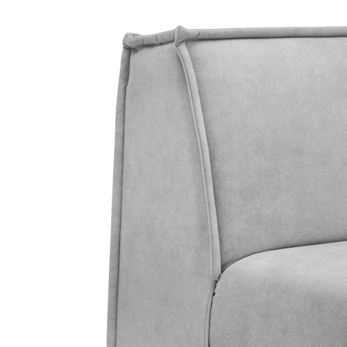 Sofa 3-osobowa z pufem Lenny modułowa, jasnoszara, welurowa