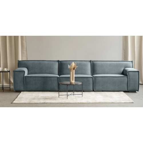 Sofa 4-osobowa Lenny modułowa, szaroniebieska, welur