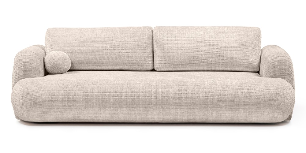 Sofa z funkcją spania i pojemnikiem Imola, beżowa, obłe kształty